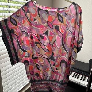 Michael Kors Pink-Gray Purple Multicolor Patterned tunic style.